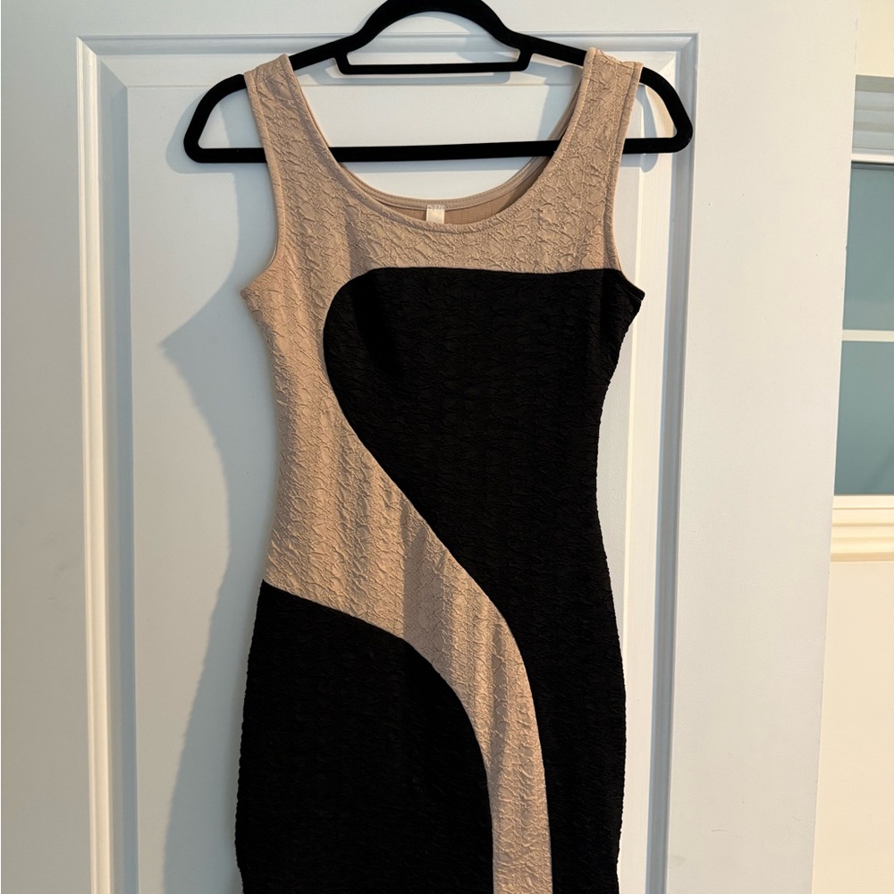 Elegant Black and Tan Dress